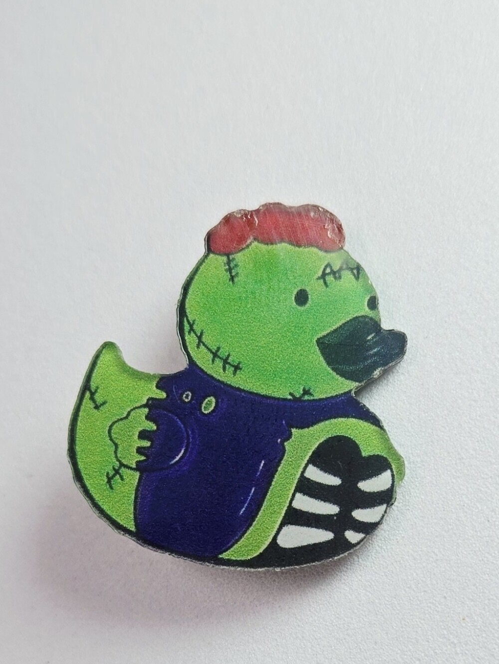 Zombie Frankenstein Monster Duck Lapel Pin Halloween Acrylic Horror Spooky Chic